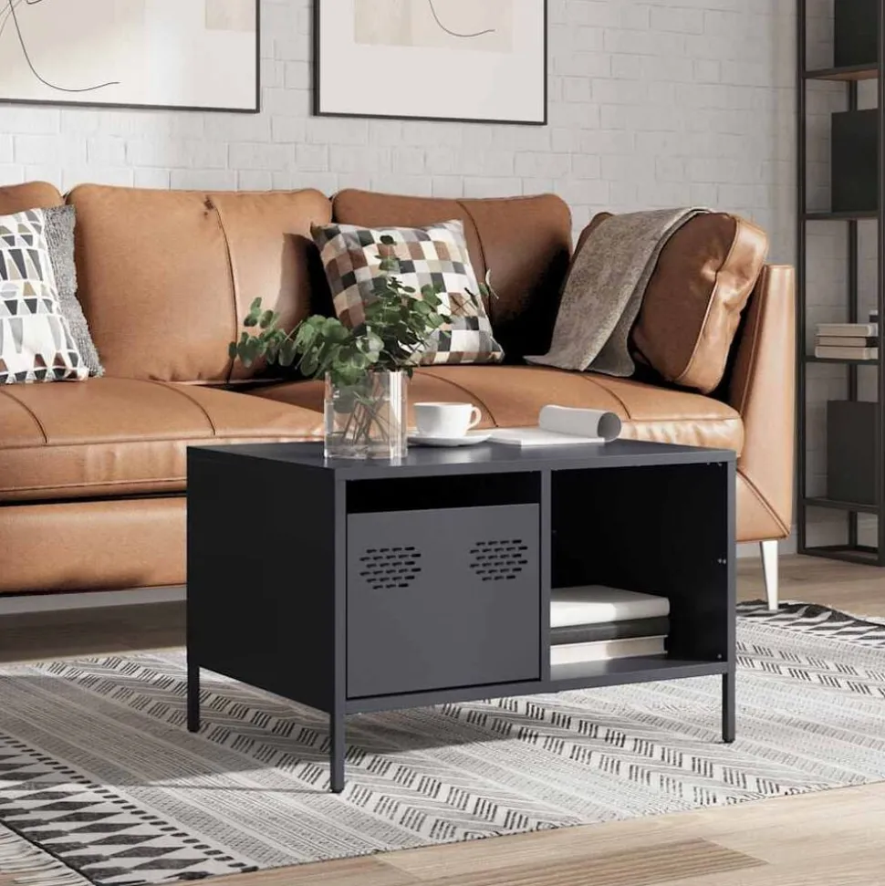 vidaXL Salontafel 68,5x50x43,5 cm koudgewalst staal antracietkleurig