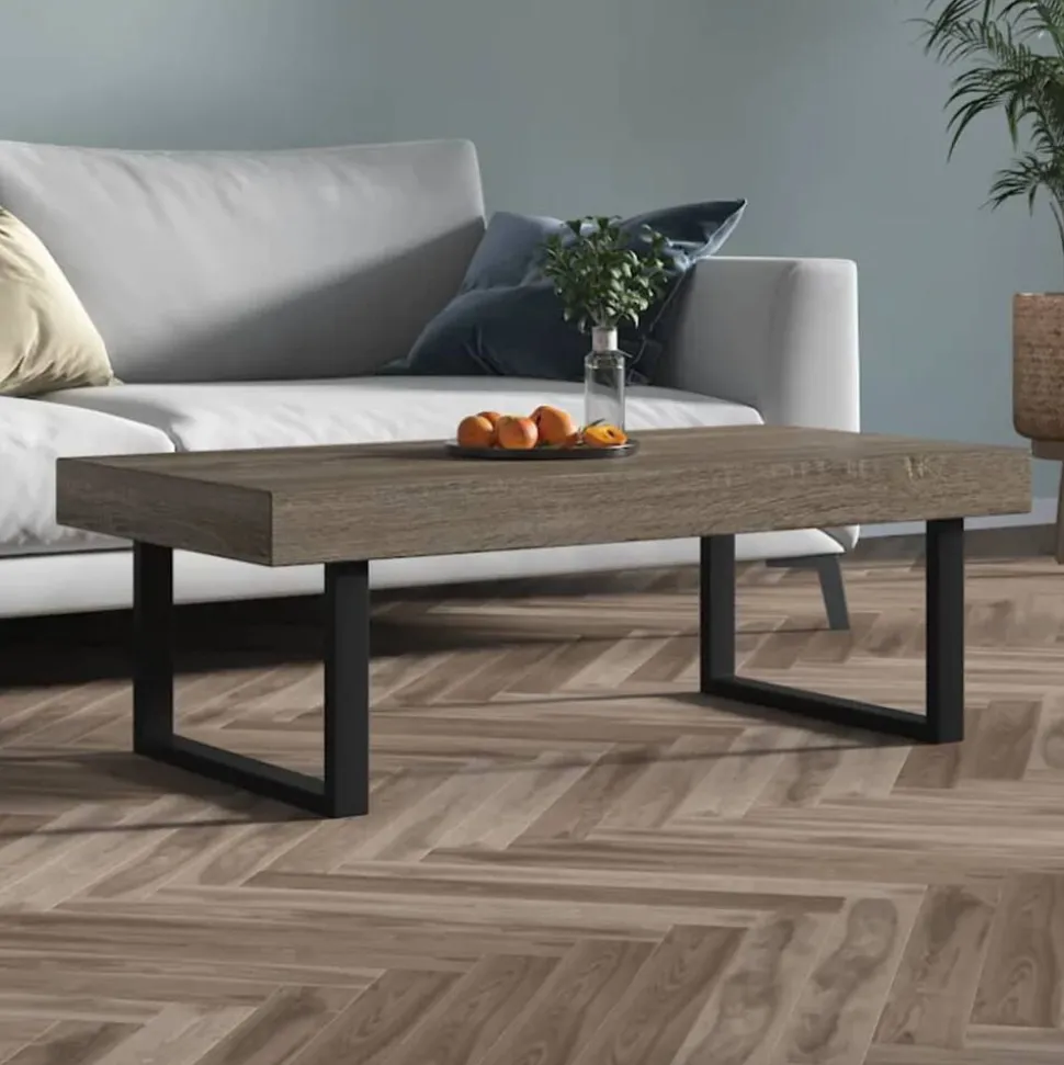 vidaXL Salontafel 120x60x40 cm MDF en ijzer grijs en zwart