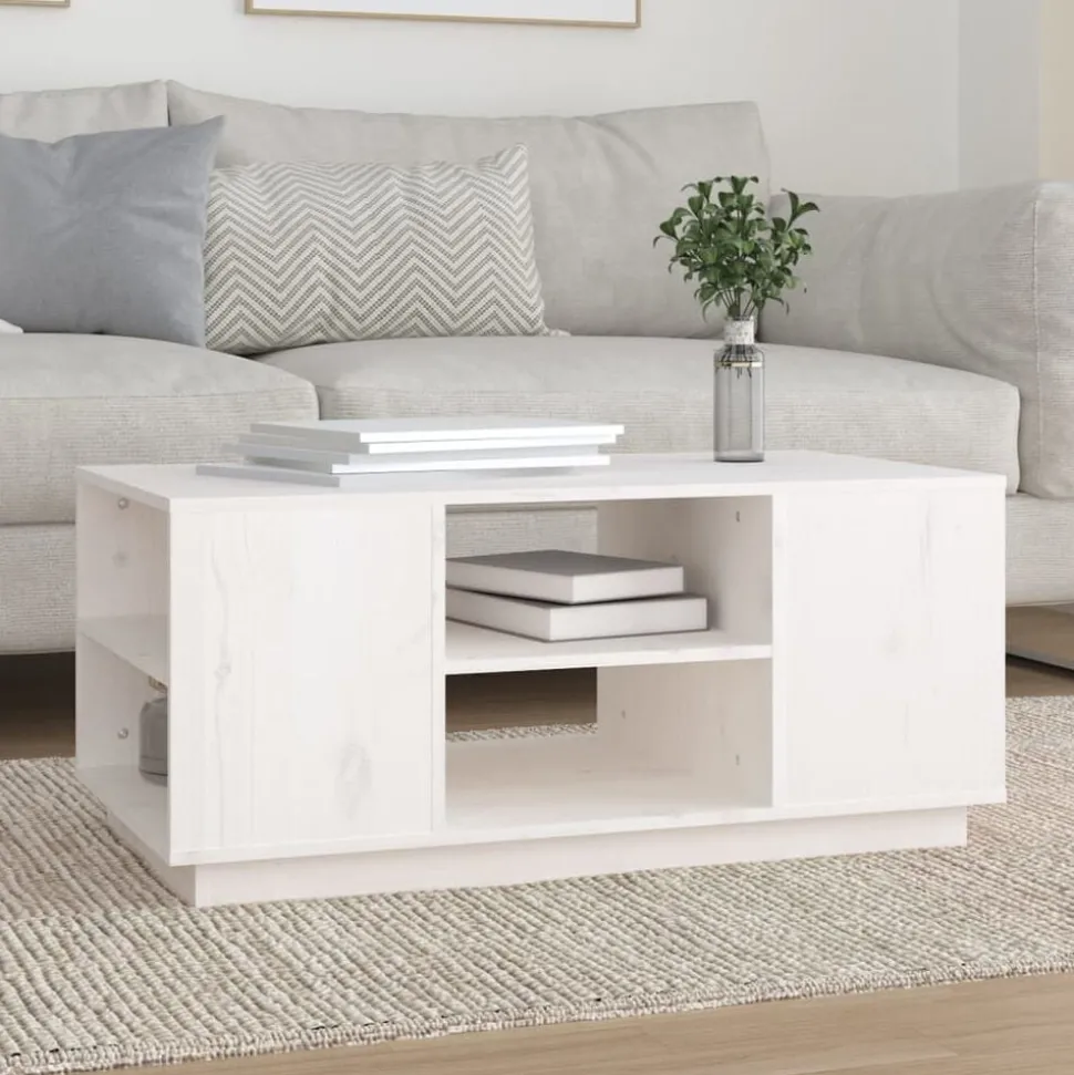 vidaXL Salontafel 90x49x40,5 cm massief grenenhout wit