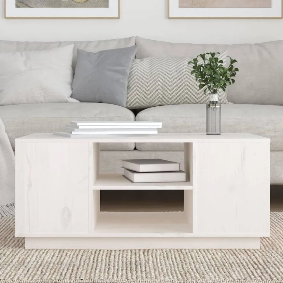 vidaXL Salontafel 90x49x40,5 cm massief grenenhout wit