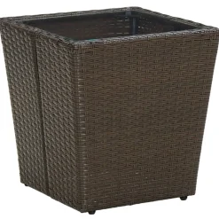 vidaXL Salontafel 41,5x41,5x44 cm poly rattan en gehard glas bruin