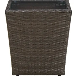 vidaXL Salontafel 41,5x41,5x44 cm poly rattan en gehard glas bruin