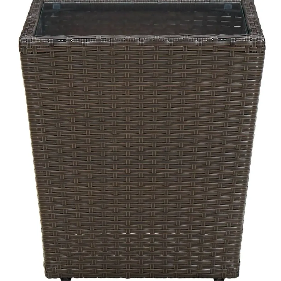 vidaXL Salontafel 41,5x41,5x44 cm poly rattan en gehard glas bruin