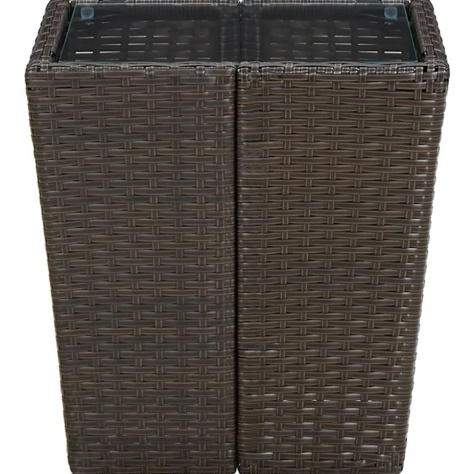 vidaXL Salontafel 41,5x41,5x44 cm poly rattan en gehard glas bruin