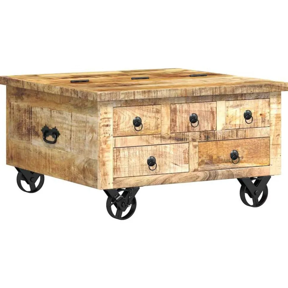 vidaXL Salontafel 70x70x40 cm ruw mangohout