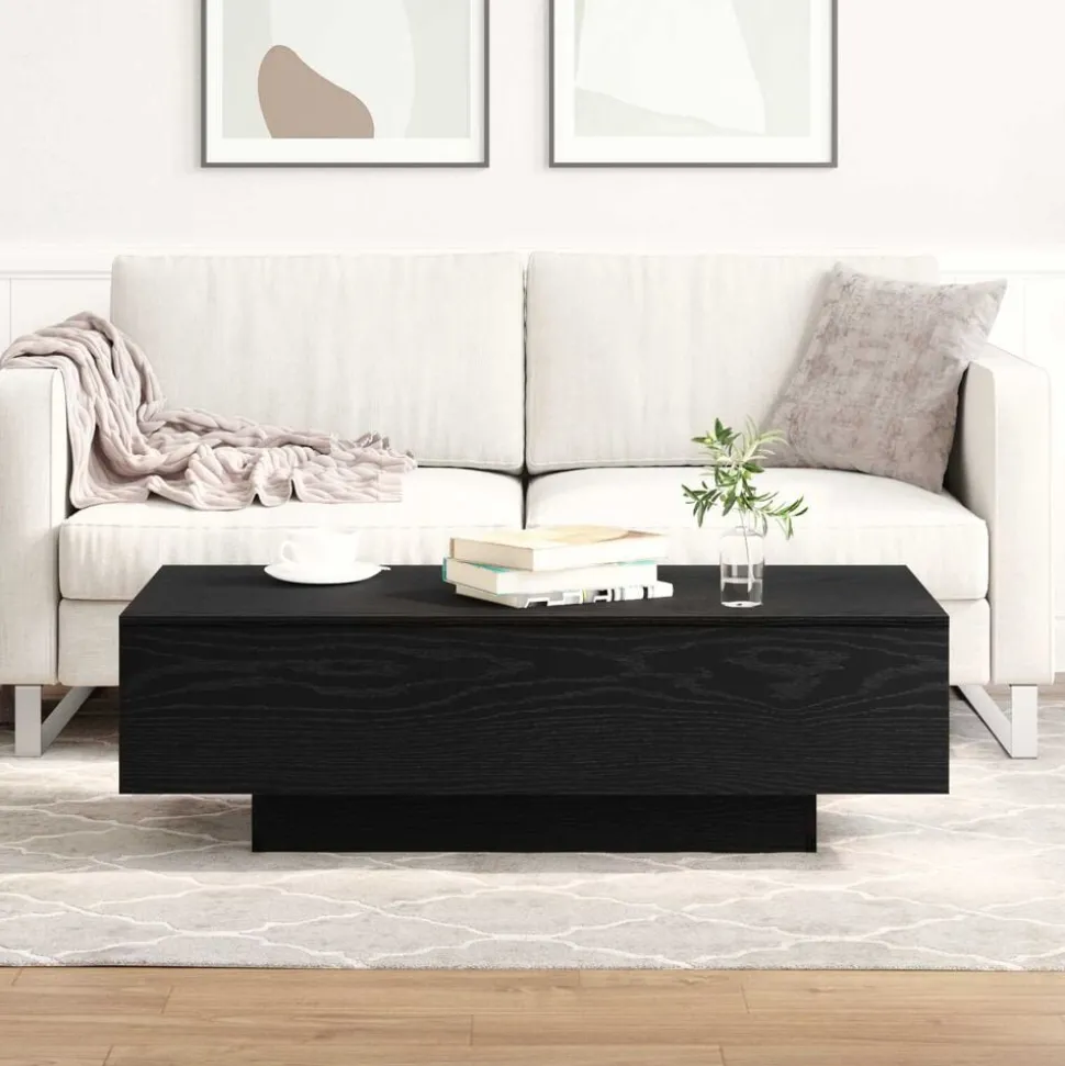 vidaXL Salontafel Zwart Eiken 100 x 49,5 x 31 cm Bewerkt hout