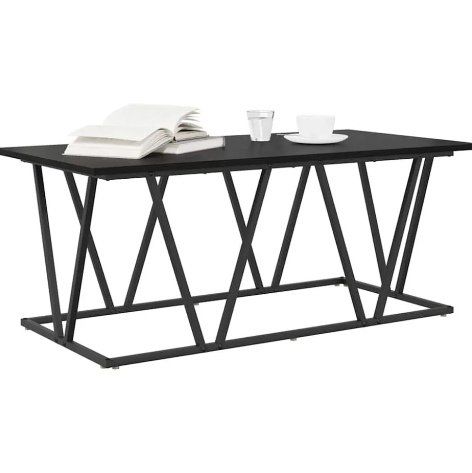 vidaXL Salontafel Zwart Eiken 100 x 50 x 40 cm Bewerkt hout en metaal