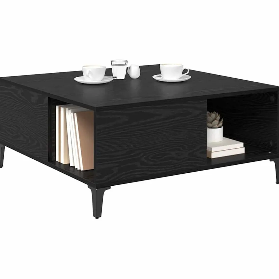 vidaXL Salontafel Zwart Eiken 80 x 80 x 36,5 cm Bewerkt hout