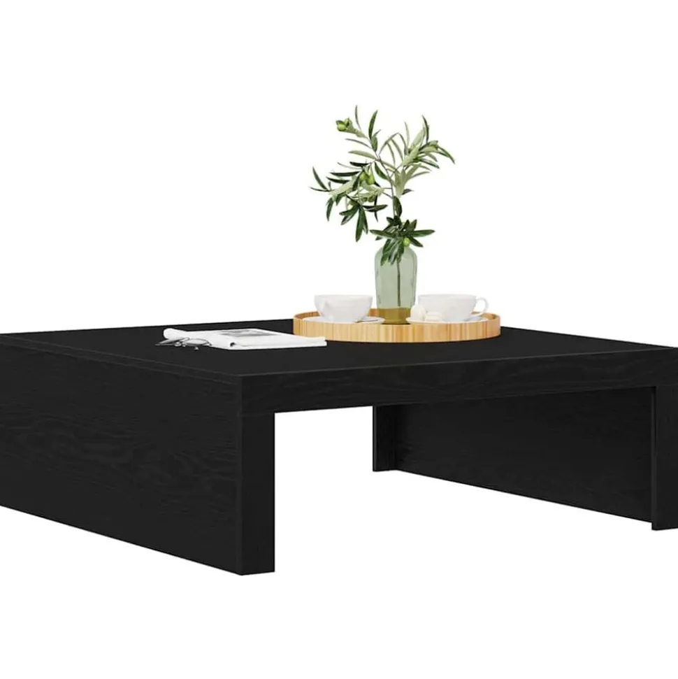 vidaXL Salontafel Zwart Eiken 100 x 100 x 35 cm Bewerkt hout