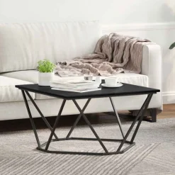 vidaXL Salontafel Zwart Eiken 80 x 80 x 45 cm Engineered hout en staal