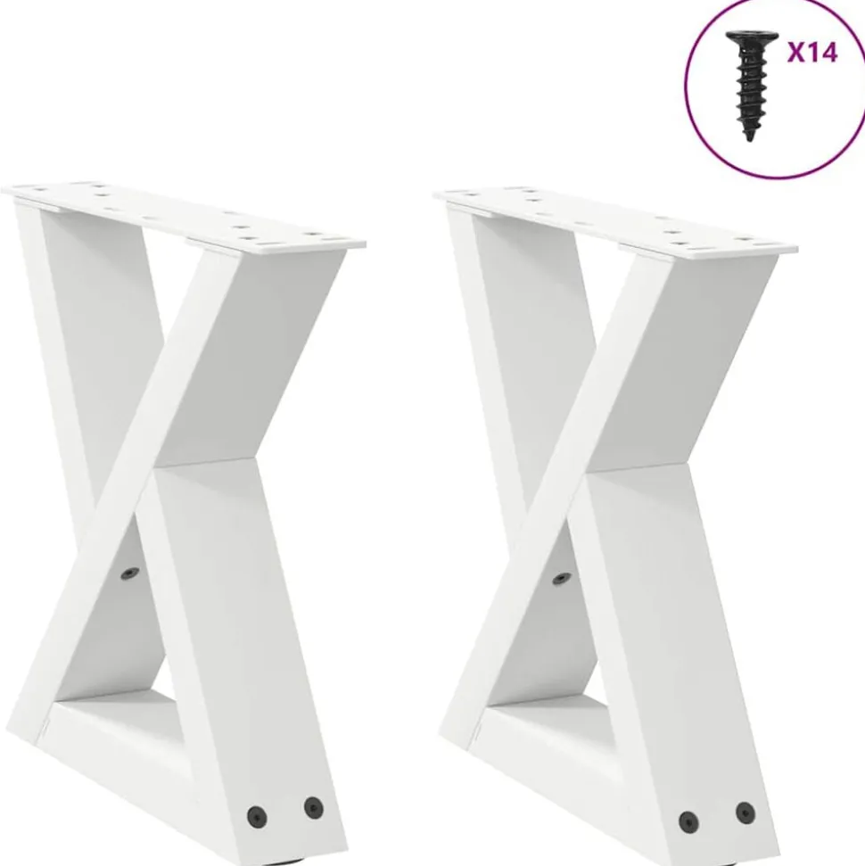 vidaXL Salontafelpoten 2 st 30x(30-31,3) cm staal wit