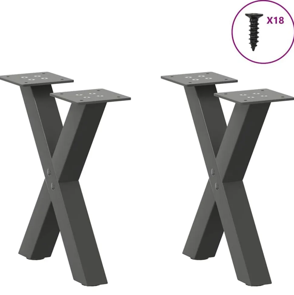 vidaXL Salontafelpoten 2 st X-vormig 37x(30-31) cm staal antraciet