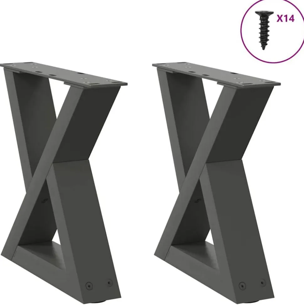 vidaXL Salontafelpoten 2 st 30x(30-31,3) cm staal antraciet