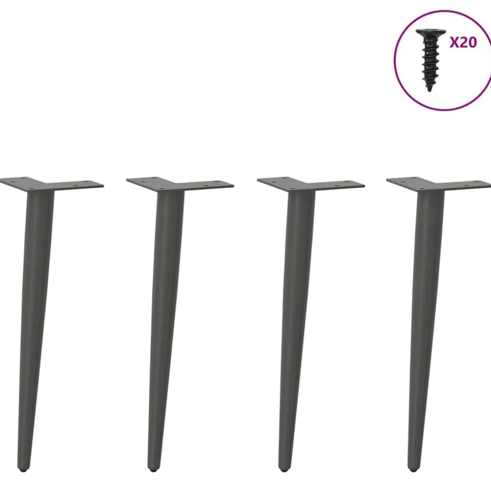 vidaXL Salontafelpoten conische vorm 4 st 30-31 cm staal antraciet