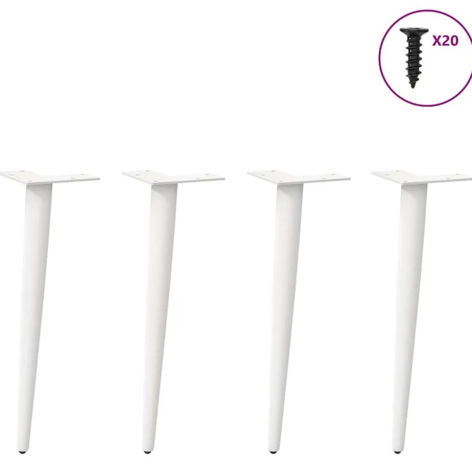 vidaXL Salontafelpoten conische vorm 4 st 30-31 cm staal wit