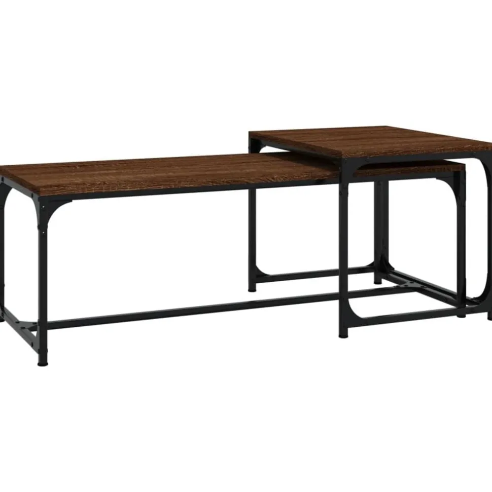 vidaXL Salontafels 2 st bewerkt hout bruin eikenkleur