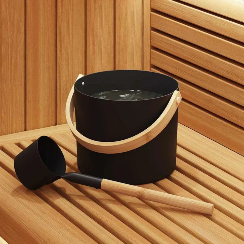 vidaXL Sauna Accessoire Set 2 pcs Zwart