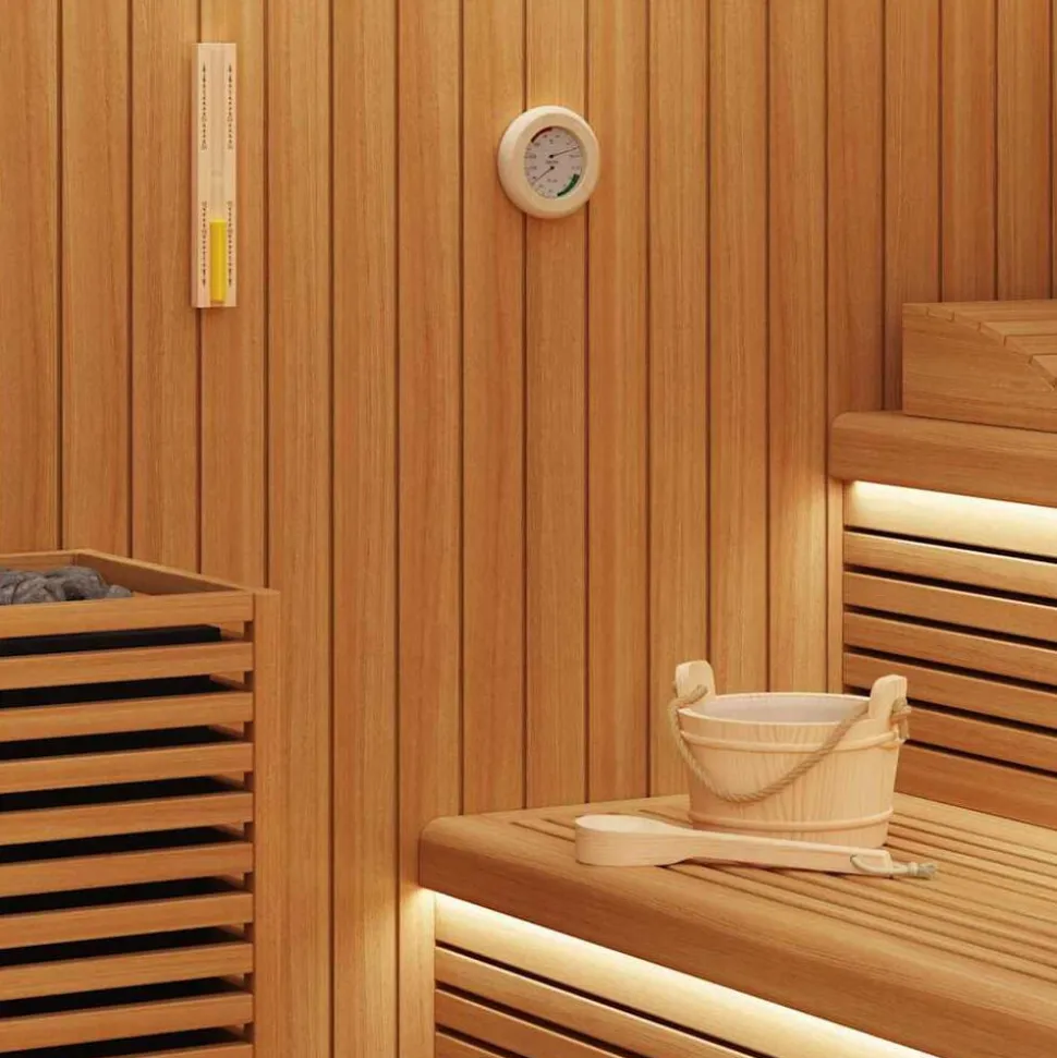 vidaXL Sauna Accessoire Set 4 pcs Bruin Massief Vurenhout en Hennep