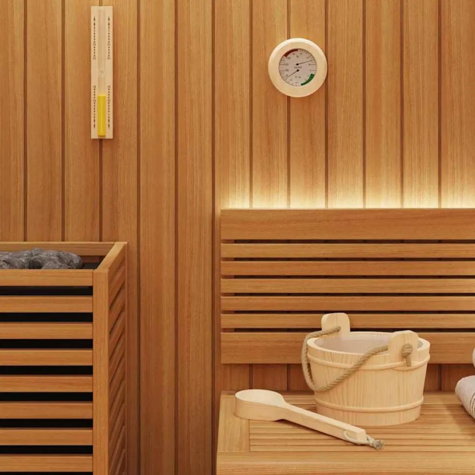 vidaXL Sauna Accessoire Set 4 pcs Bruin Massief Vurenhout en Hennep
