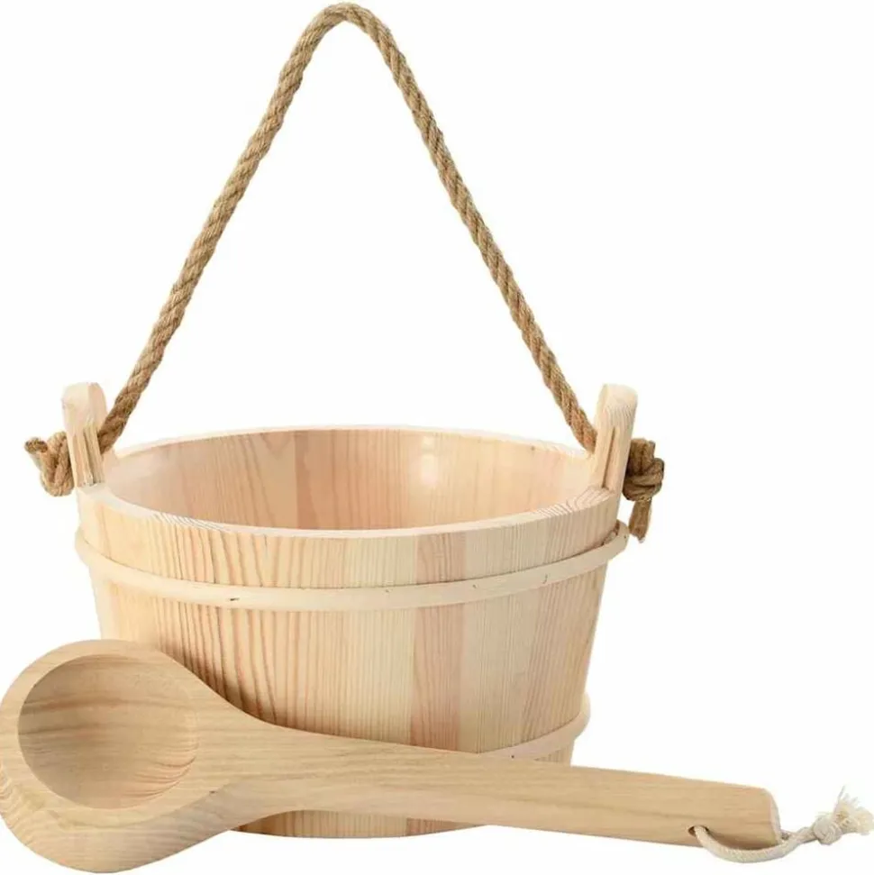 vidaXL Sauna Emmer 2 pcs Bruin Massief Vurenhout en Hennep