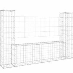 vidaXL Schanskorf U-vormig met 2 palen 140x20x100 cm ijzer