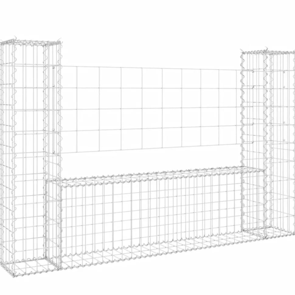 vidaXL Schanskorf U-vormig met 2 palen 140x20x100 cm ijzer