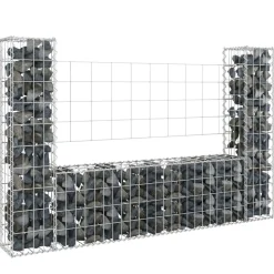 vidaXL Schanskorf U-vormig met 2 palen 140x20x100 cm ijzer