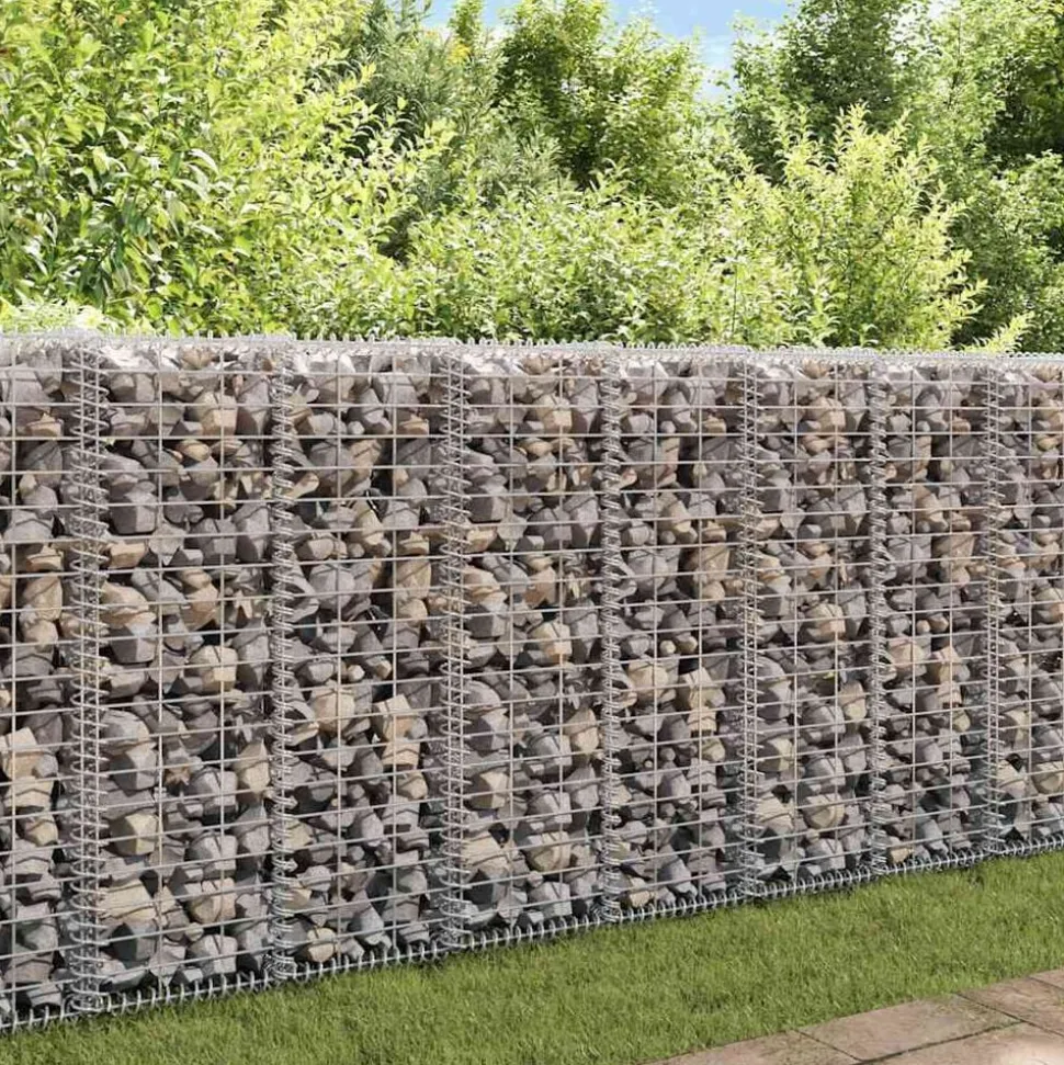 vidaXL Schanskorfmuur met deksels 20x20x100 cm gegalvaniseerd staal