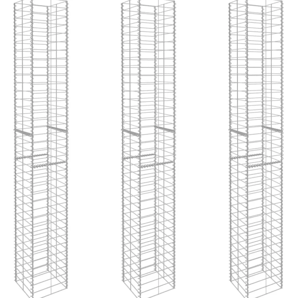 vidaXL Schanskorven 3 st 25x25x197 cm gegalvaniseerd staal