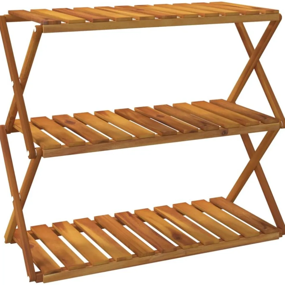 vidaXL Schappenkast inklapbaar 3-laags 70x31x63 cm acaciahout bruin