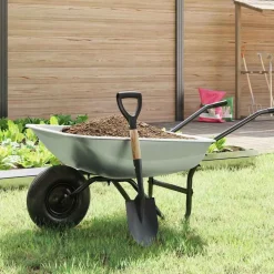 vidaXL Schep Zwart 68,5 cm Krachtig gecoat staal en massief hout