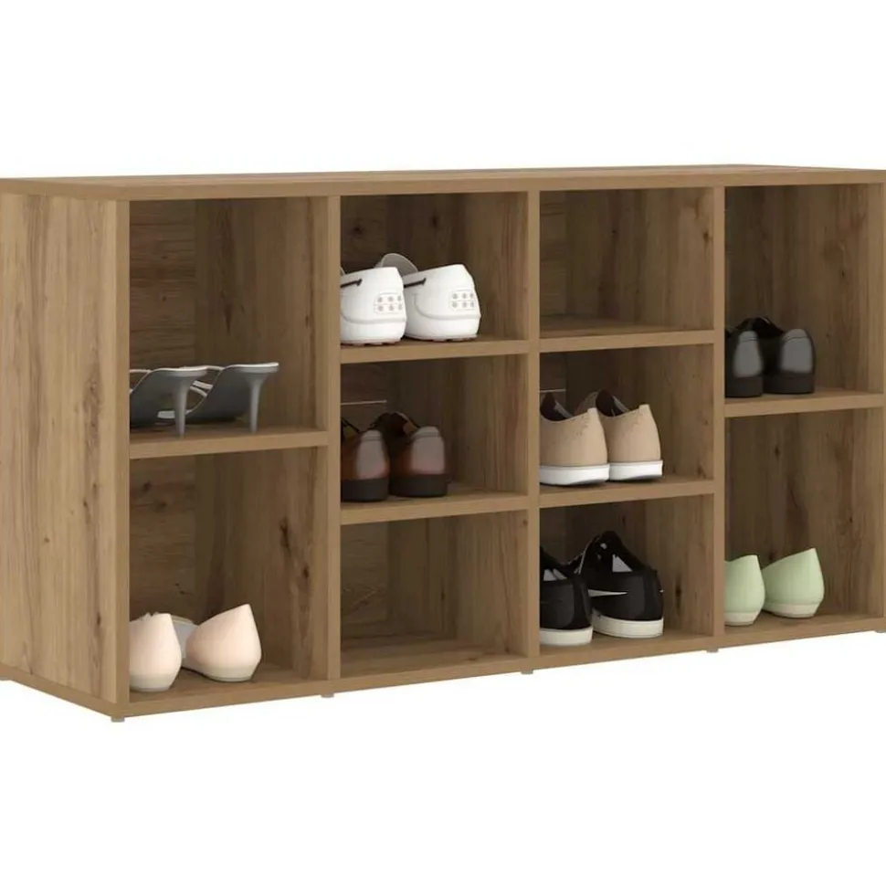 vidaXL Schoenenbank Artisan Eiken 103 x 30 x 54,5 cm Bewerkt hout