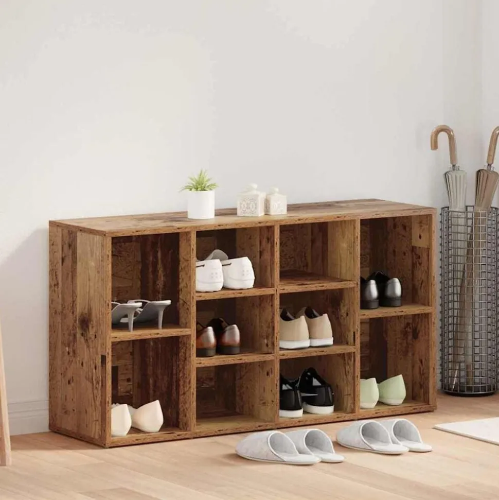 vidaXL Schoenenbank met plank Oudhout 103 x 30 x 54,5 cm Bewerkt hout