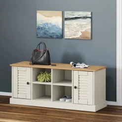 vidaXL Schoenenbank VIGO 106x35x40 cm massief grenenhout wit