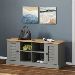vidaXL Schoenenbank VIGO 106x35x45 cm massief grenenhout grijs