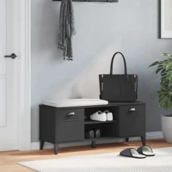 vidaXL Schoenenbank VIKEN 106x35x45 cm bewerkt hout zwart