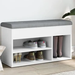 vidaXL Schoenenbank Wit 82x32x45,5 cm Bewerkt Hout