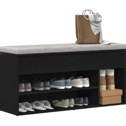 vidaXL Schoenenbank 102x30,5x45 cm spaanplaat zwart eikenkleurig