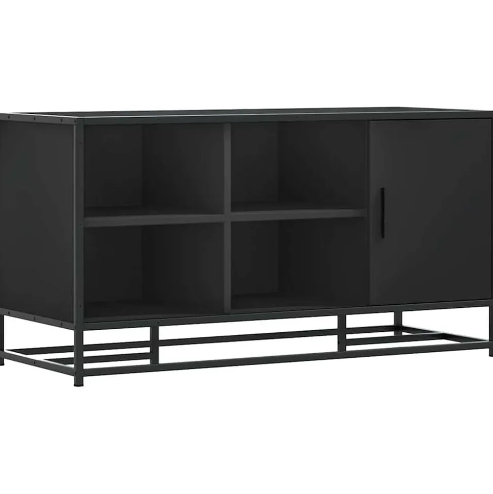 vidaXL Schoenenbank 100x40x53,5 cm bewerkt hout en metaal zwart
