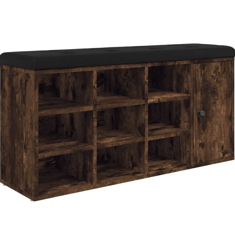 vidaXL Schoenenbank 102x32x50 cm bewerkt hout gerookt eikenkleurig