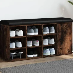 vidaXL Schoenenbank 102x32x50 cm bewerkt hout gerookt eikenkleurig