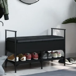 vidaXL Schoenenbank 85,5x42x57,5 cm bewerkt hout zwart