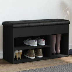 vidaXL Schoenenbank 82x32x45,5 cm bewerkt hout zwart