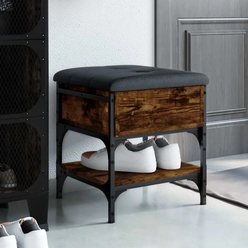 vidaXL Schoenenbank 42x42x45 cm bewerkt hout gerookt eikenkleurig