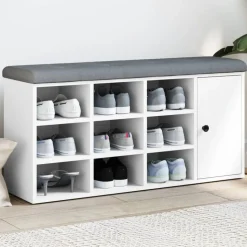 vidaXL Schoenenbank 102x32x50 cm bewerkt hout wit