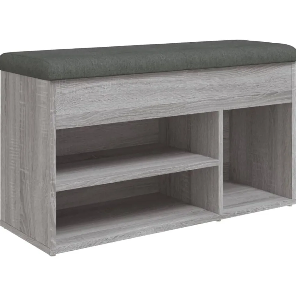 vidaXL Schoenenbank 82x32x45,5 cm bewerkt hout grijs sonoma