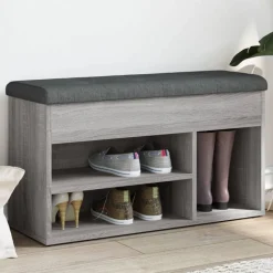 vidaXL Schoenenbank 82x32x45,5 cm bewerkt hout grijs sonoma