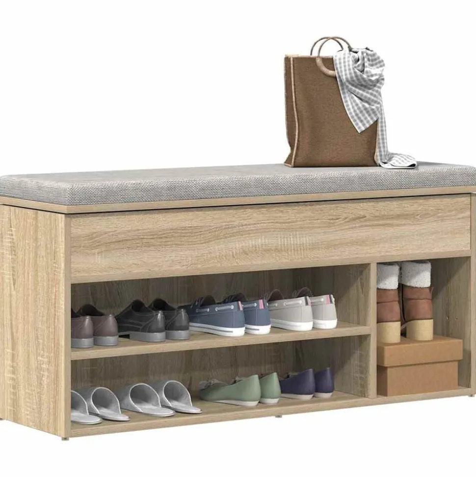 vidaXL Schoenenbank 102x30,5x45 cm bewerkt hout sonoma eikenkleurig