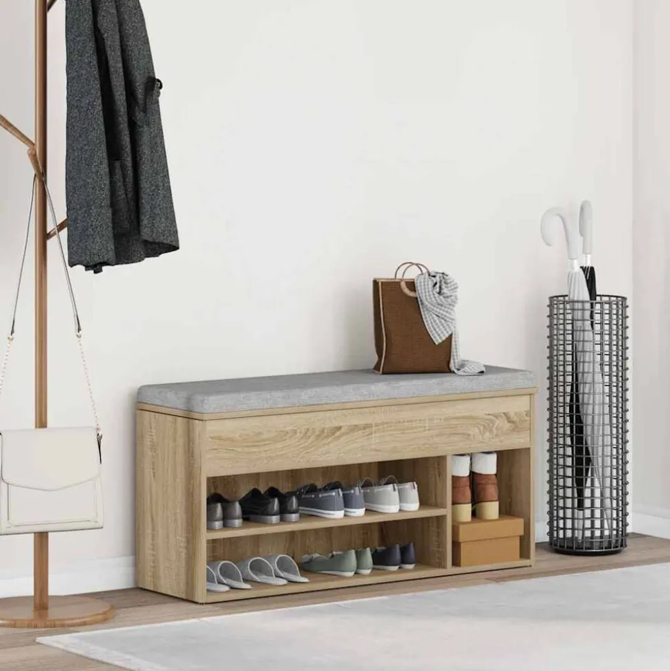vidaXL Schoenenbank 102x30,5x45 cm bewerkt hout sonoma eikenkleurig