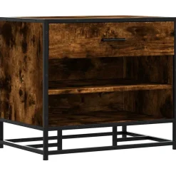 vidaXL Schoenenbank 60x40x53,5 cm bewerkt hout en metaal gerookt eiken